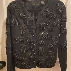 Michael Simon Cardigan Sweater with Elephants